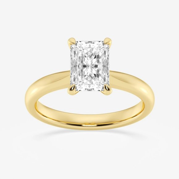 1 1/2 ctw Radiant Lab Grown Diamond Petite Solitaire Engagement Ring - Picture 3 of 6